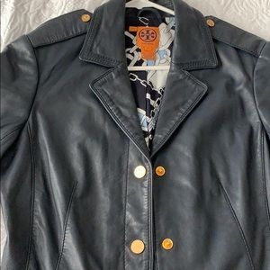 Tory Burch Navy Leather Blazer